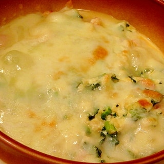 小松菜とハムの豆腐キッシュ風